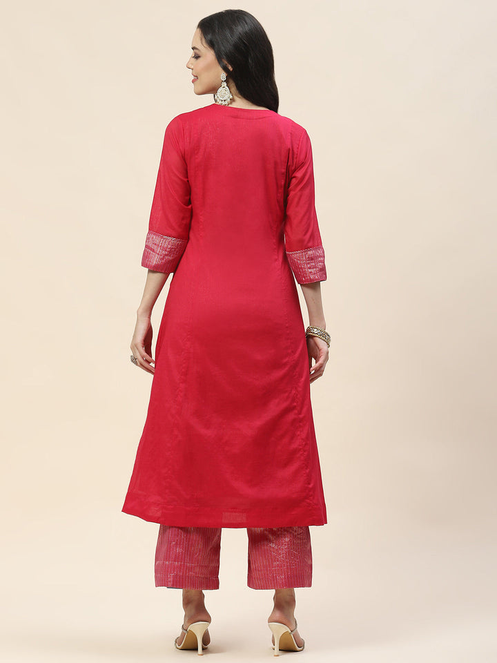Plain Chanderi Kurta With Pants