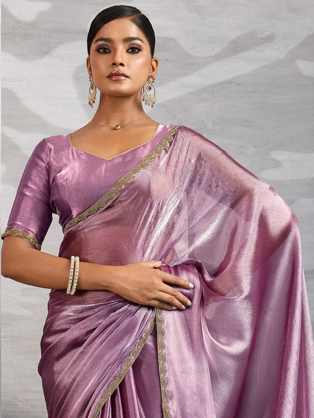 Plain Art slik Saree