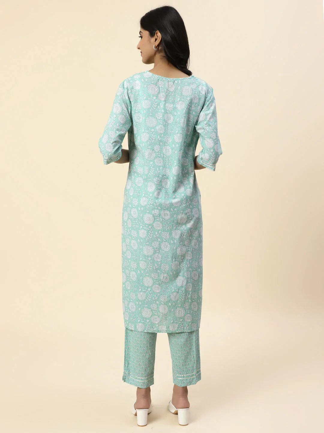Floral Printed Cotton Kurta With Pants