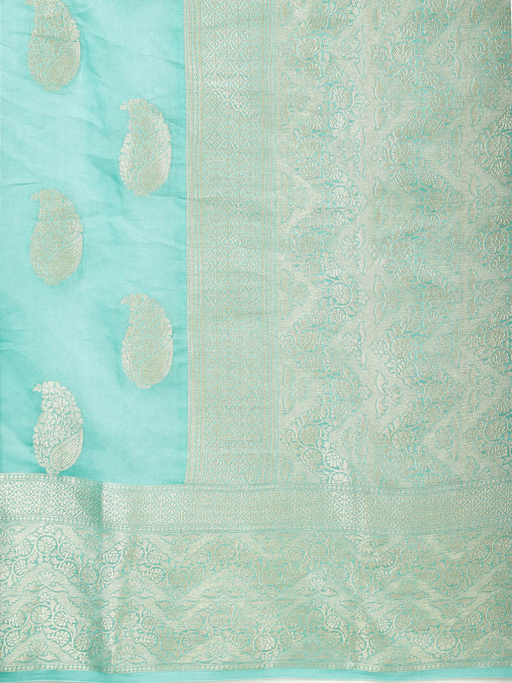 Zari Border Booti Woven Cotton Saree