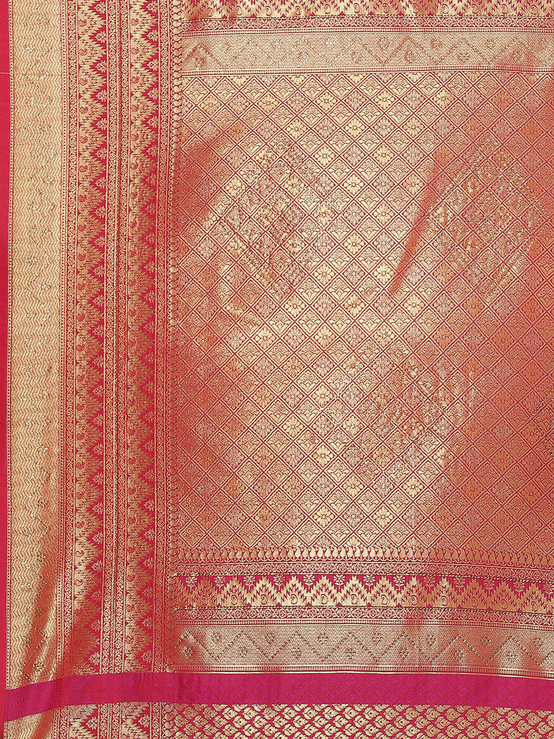 Art Handloom Saree with Brocade Zari Jaal Border