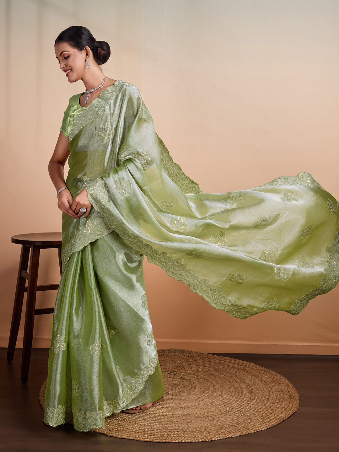 Embroidered Chiffon Saree
