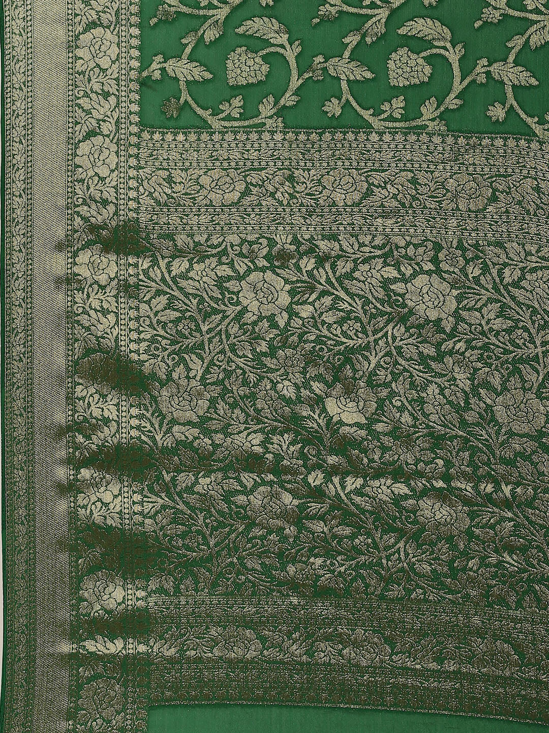 Floral Zari Jaal Chiffon Plain Saree