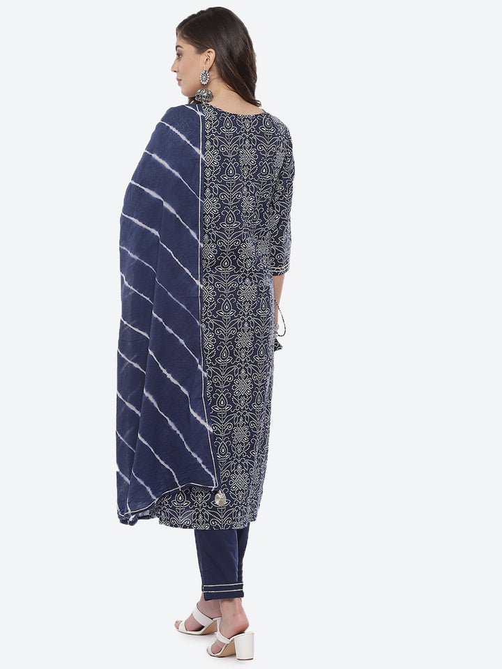 Resham Booti Cotton Stitched Salwar Kameez With Chiffon Dupatta