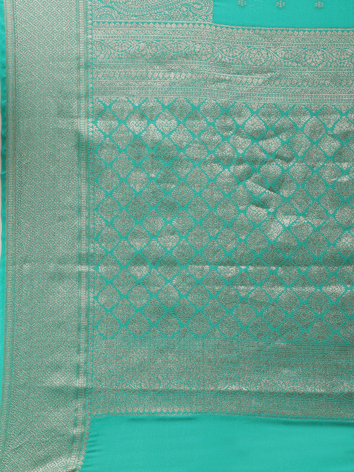 Zari Booti Crepe Plain Saree