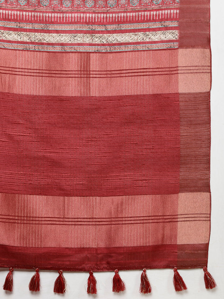 Digital Floral Printed Handloom Saree