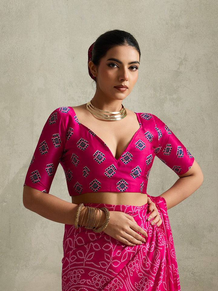 Printed Satin Saree