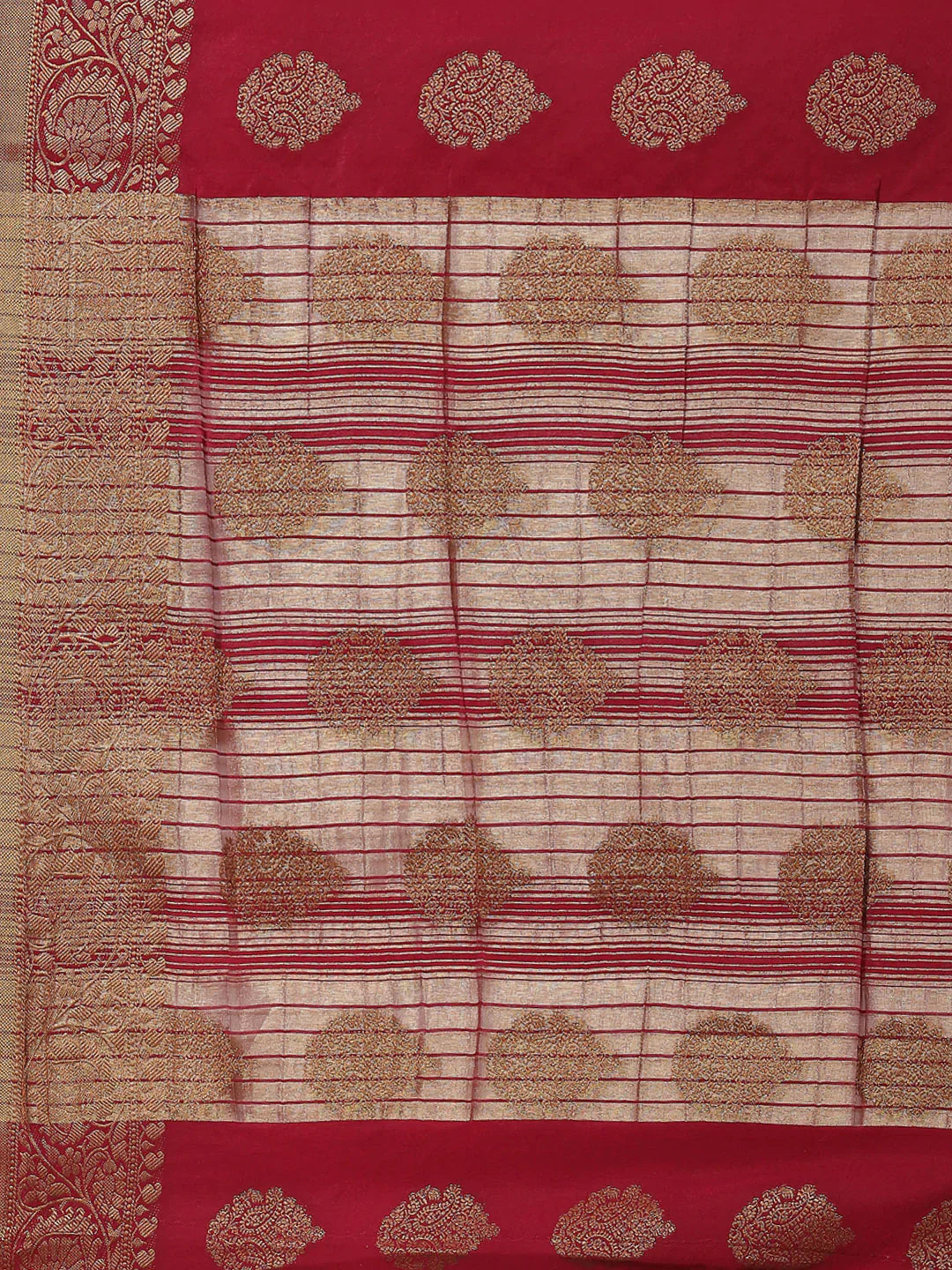 Zari Border Booti Handloom Woven Saree