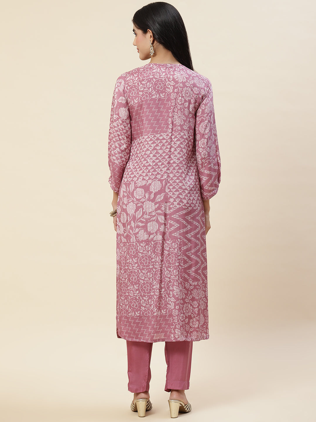 Floral Printed Muslin Kurta With Pants
