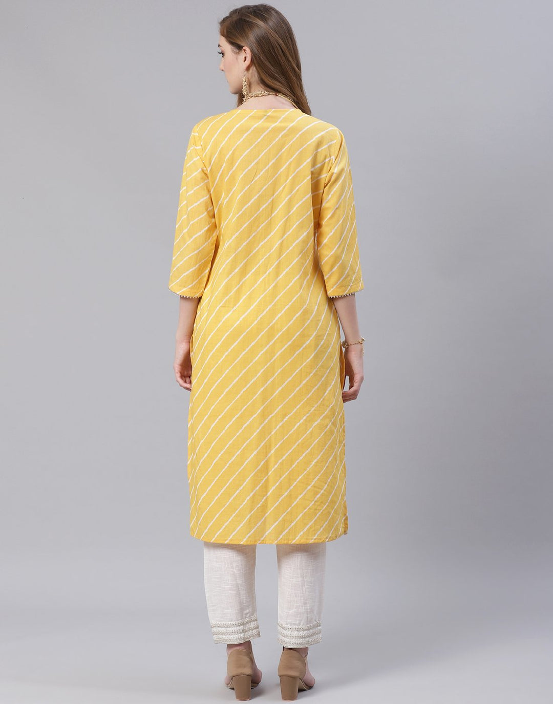 Embroidered Yoke Cotton Printed Kurti Pant Set