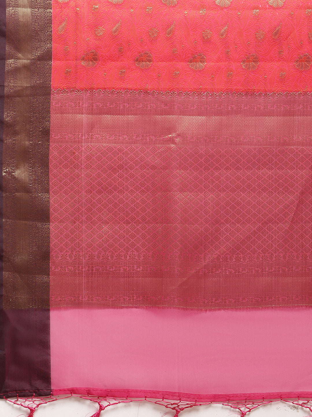 Antique Brocade Jaal Crepe Plain Saree