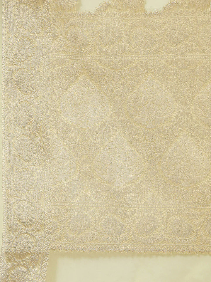 Floral Zari Jaal Organza Plain Saree