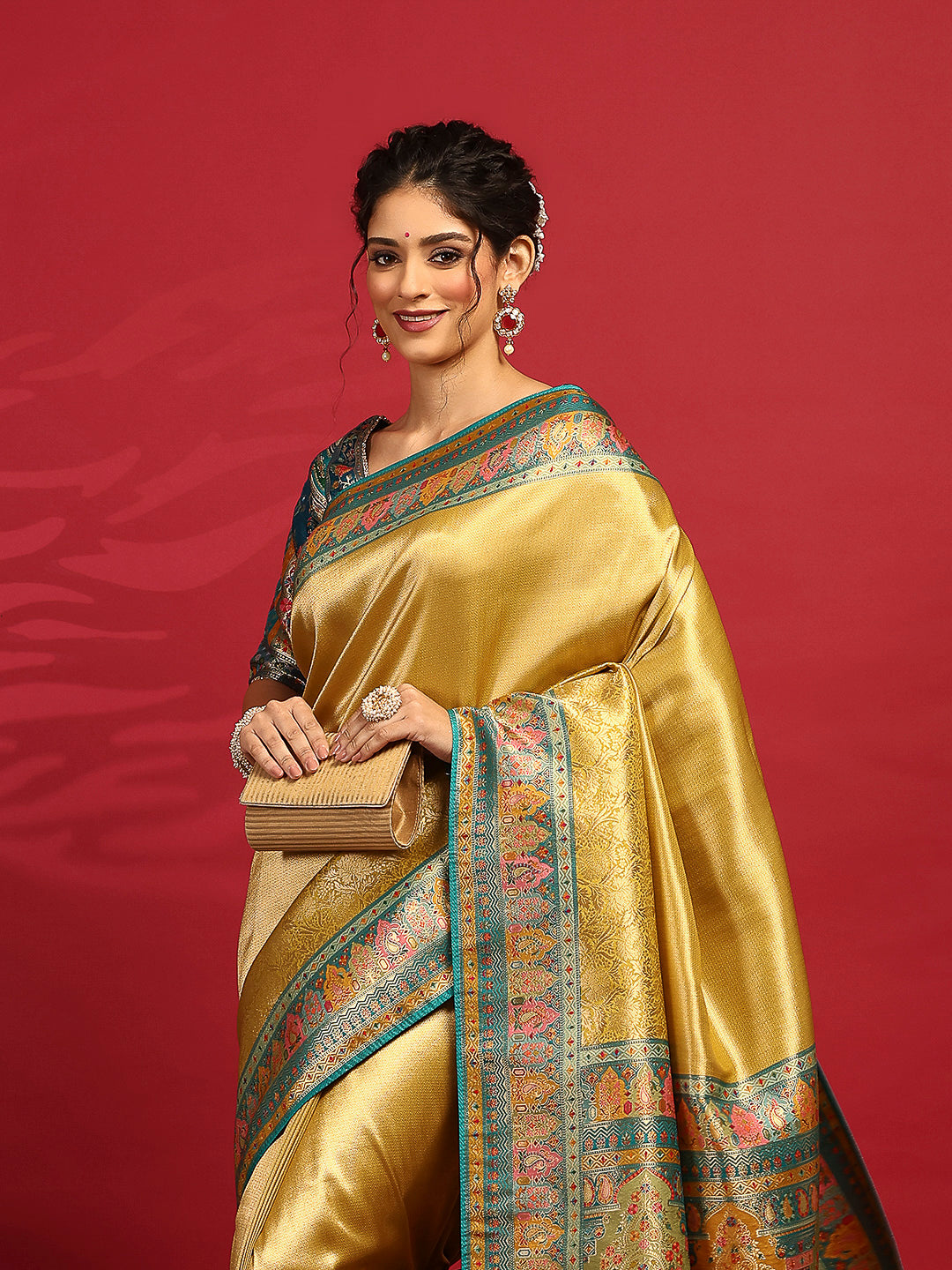 Embroidered Dola Silk Saree