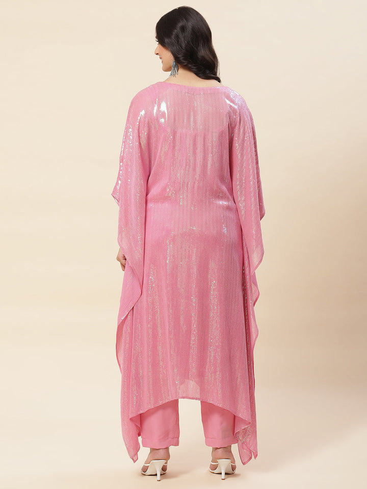 Sequin Embroidered Georgette Kurta With Pants