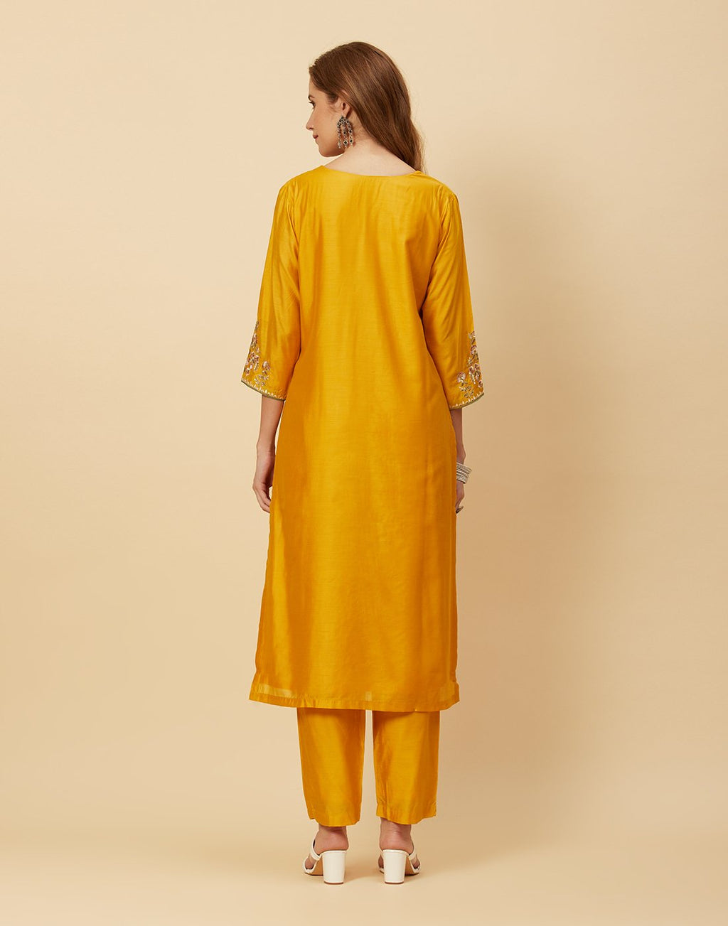 Embroidered Chanderi Kurti With Pant