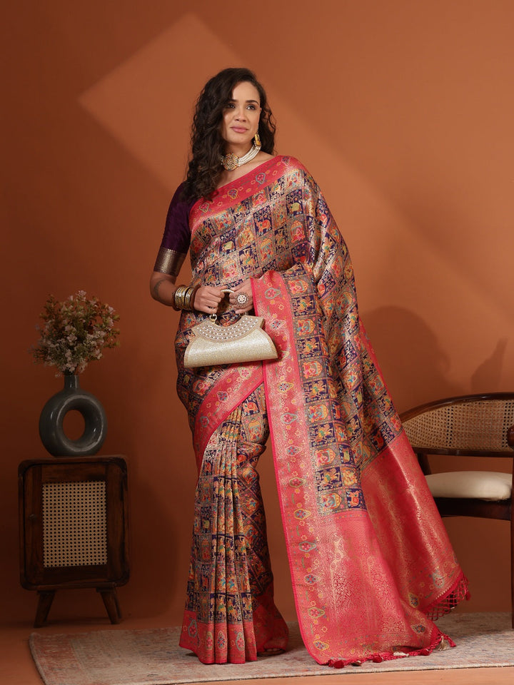 Woven Design Satin Saree