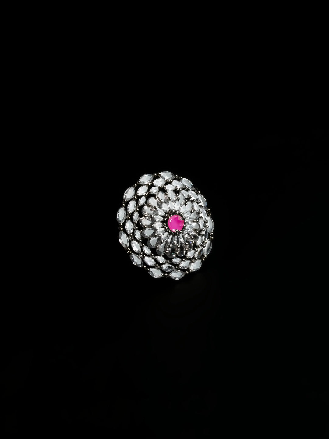 Silver Toned AD Stone Ring