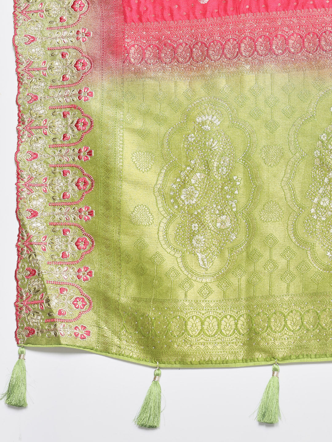 Zari Border Booti Art Silk Woven Saree