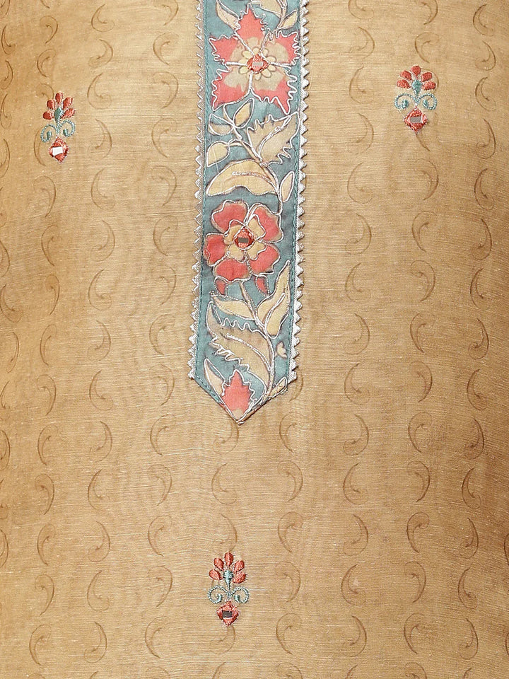 Printed Chanderi Unstitched Suit Piece With Dupatta