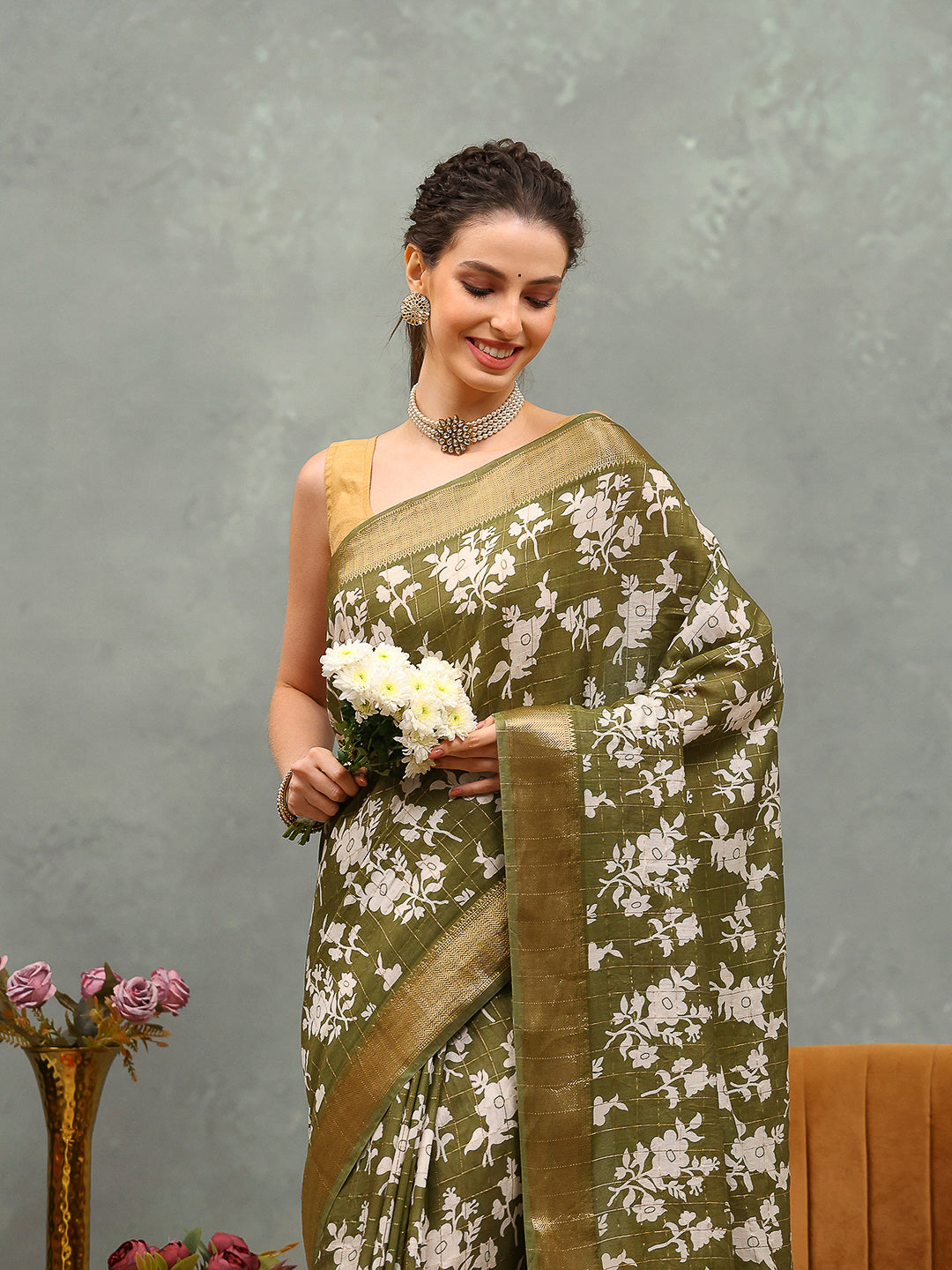 Floral Printed Art Silk Saree