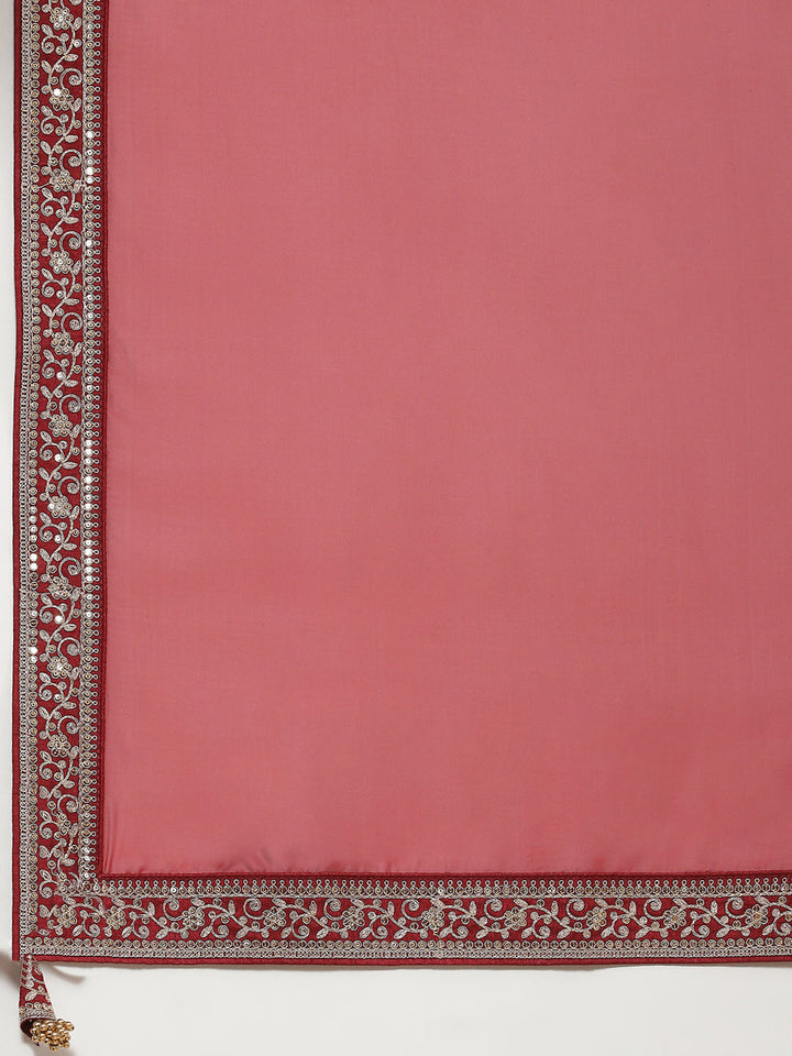 Plain &amp; Embroidered Border Organza Saree