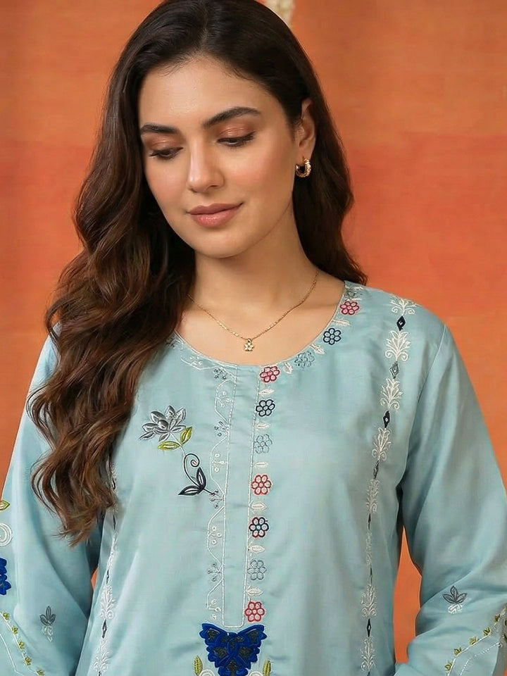 Printed Cotton Blend Kurta With Pant &amp; Dupatta