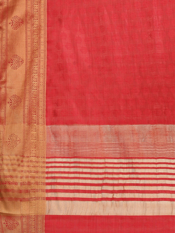 Zari Border Booti Tussar Woven Saree