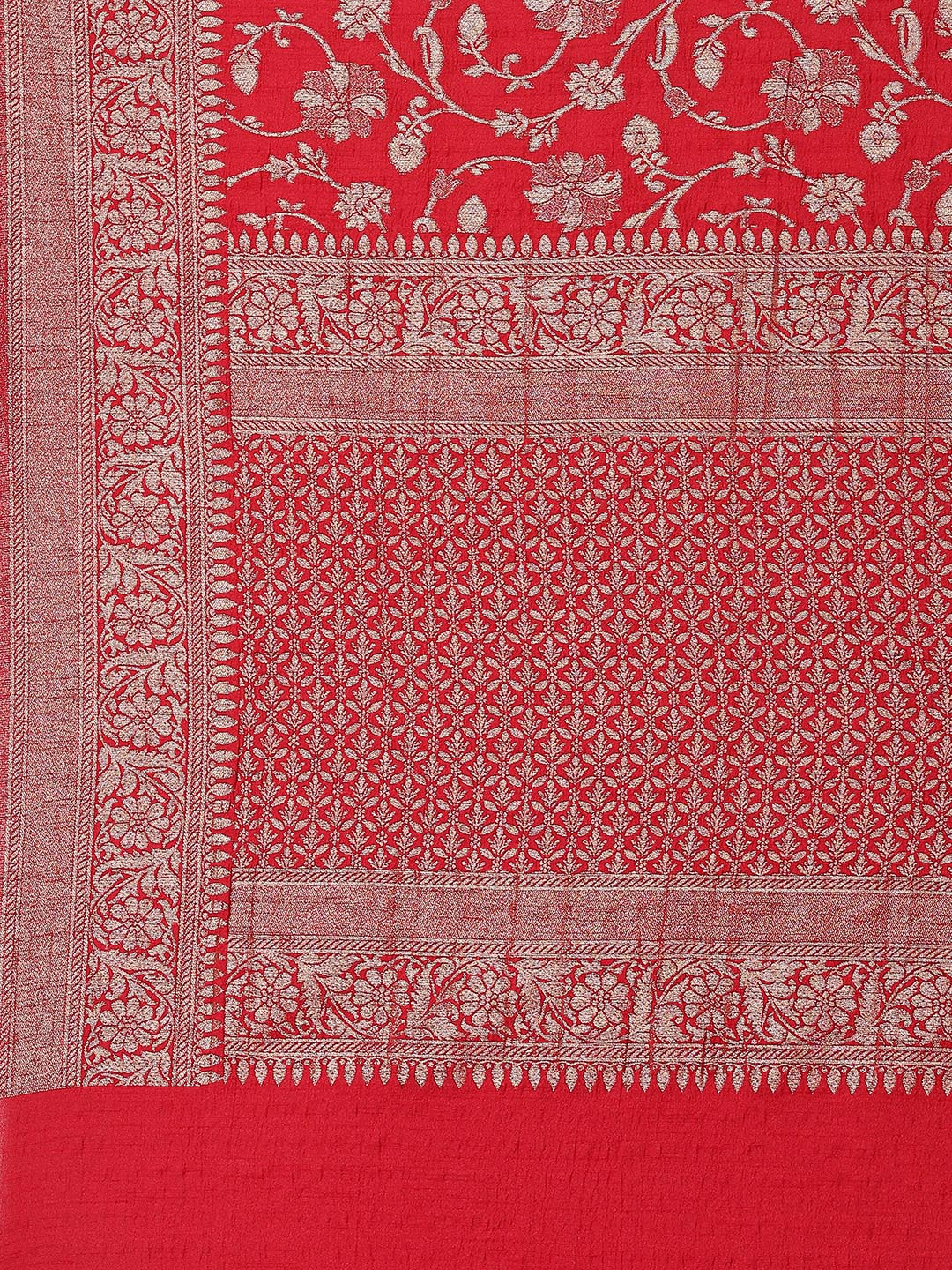 Floral Zari Jaal Tussar Plain Saree