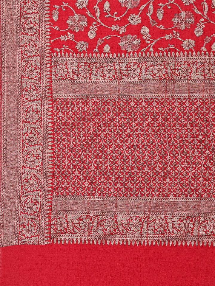Floral Zari Jaal Tussar Plain Saree