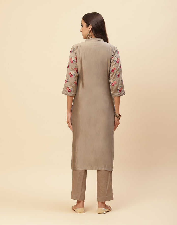 Resham Booti Embroidered Cotton Chanderi Stitched Salwar Kameez With Chanderi Dupatta