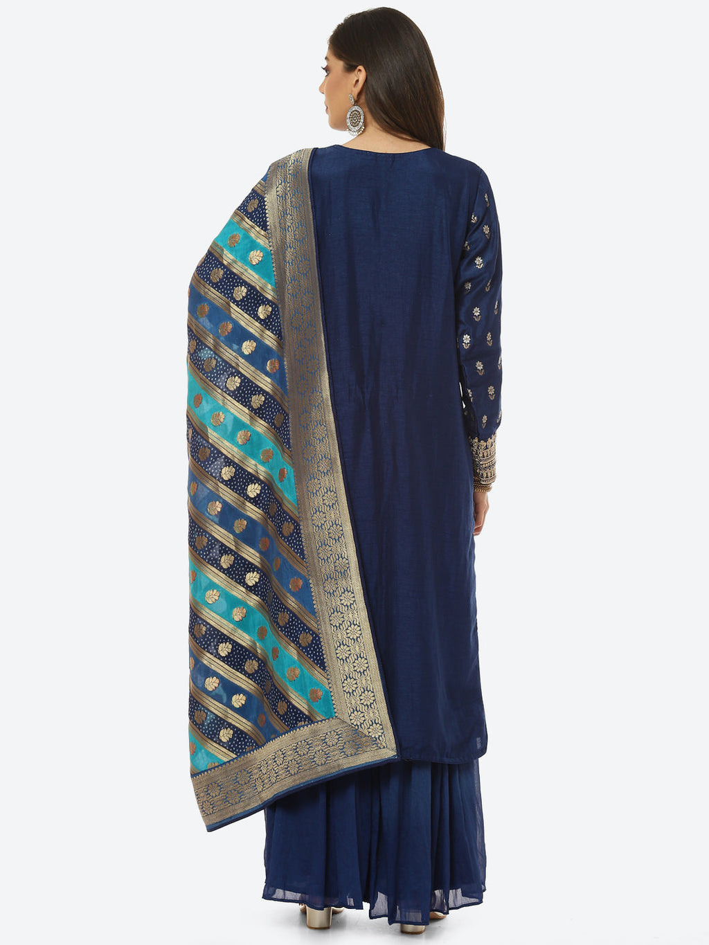 Zari Booti Neck Zari Embroidered Handloom Kurta With Garara & Dupatta