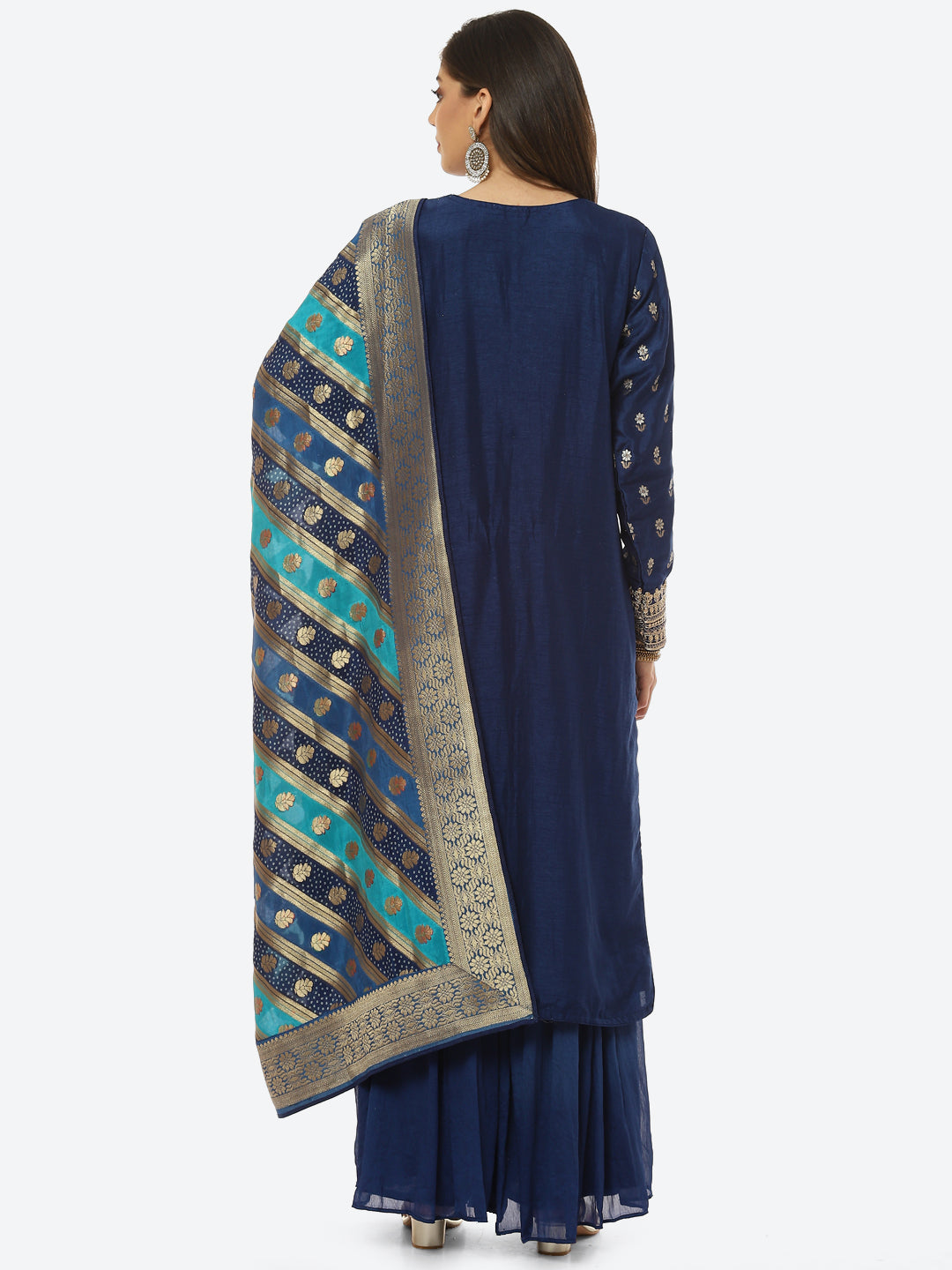 Zari Booti Neck Zari Embroidered Handloom Kurta With Garara &amp; Dupatta
