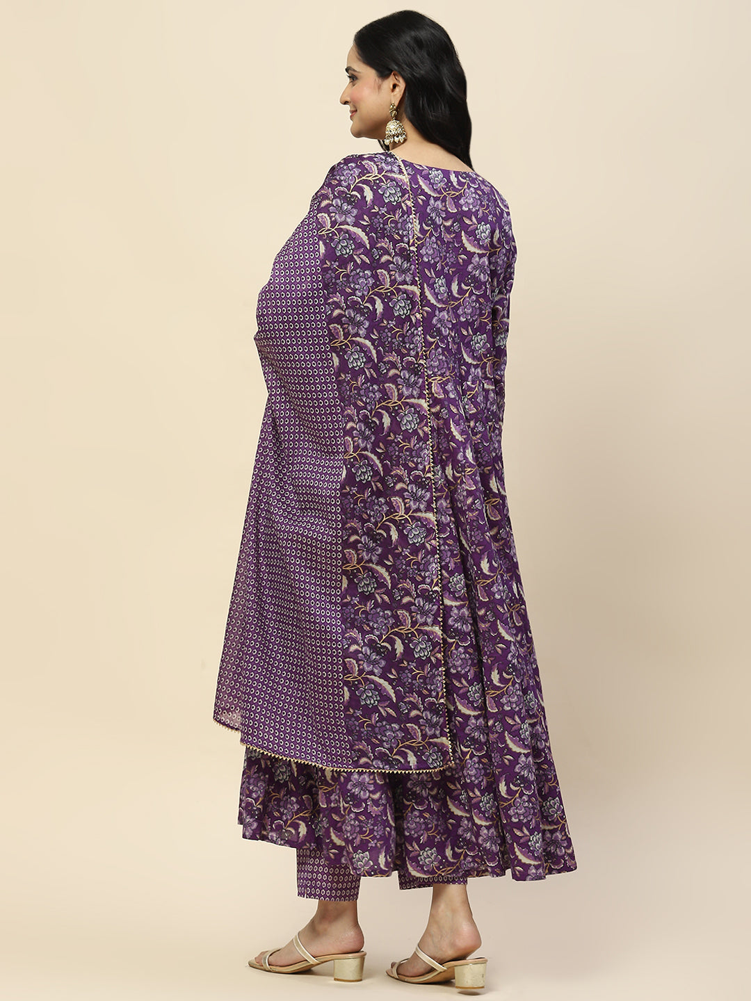 Neck Embroidery Cotton Kurta With Pants &amp; Dupatta