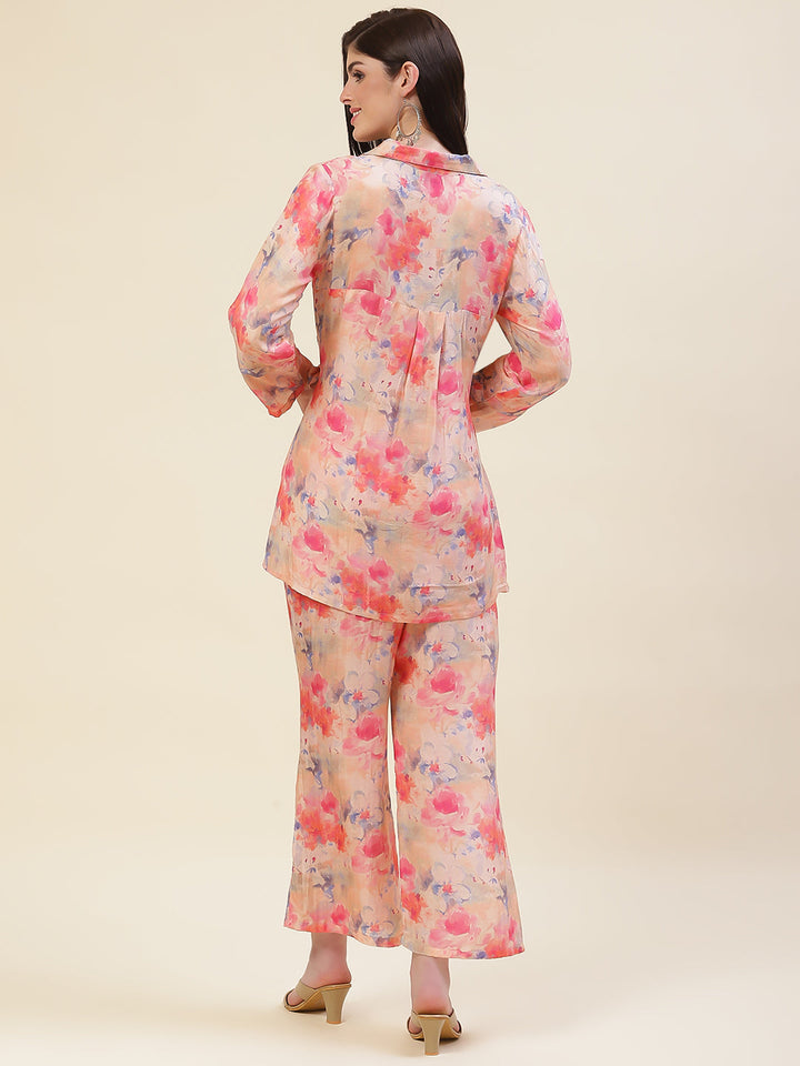 Muslin Short Kurti &amp; Flared Pants Co-ord Set