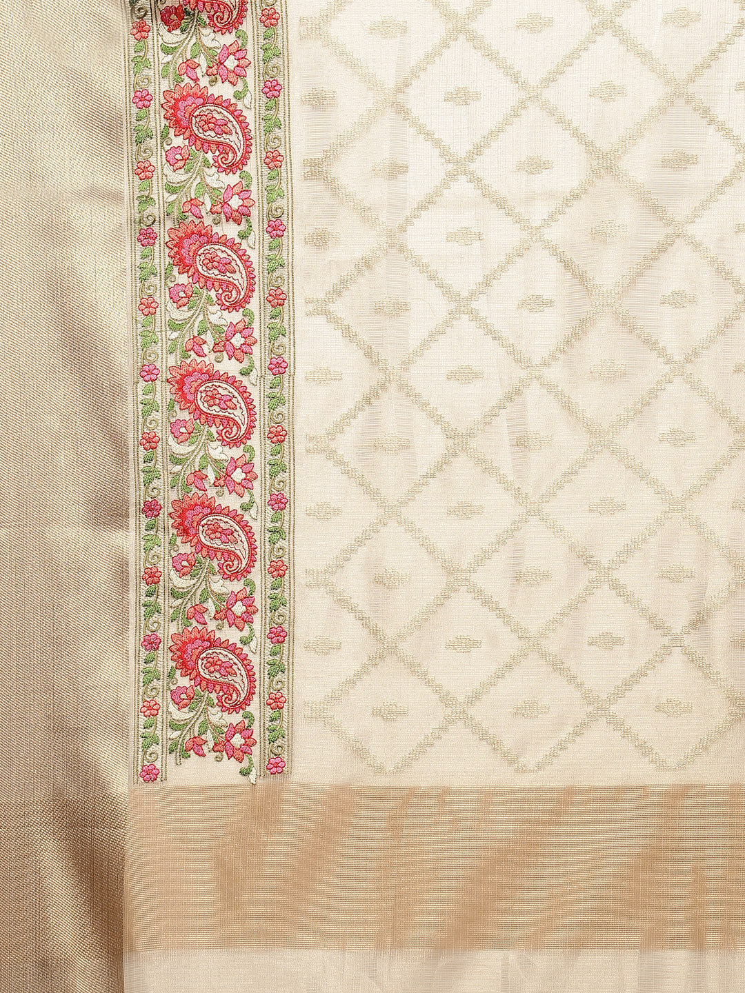 Resham Jaal Cotton Embroidered Saree