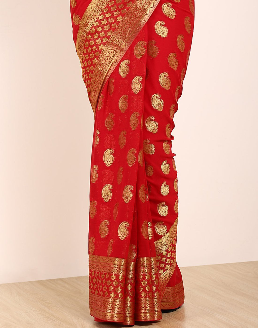 MBZ Meena Bazaar-Art Chiffon Saree with Border Booti