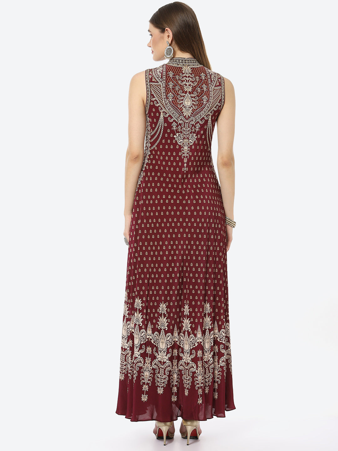 Digital Printed Crepe A-Line Gown Dress