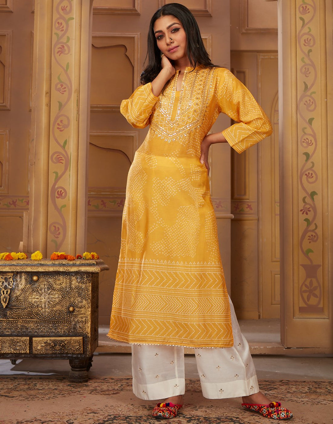 MBZ Meena Bazaar-Yellow Cotton Kurti