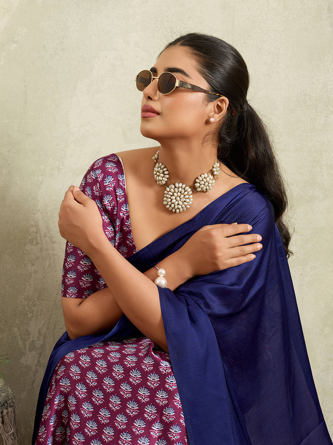 Printed Satin Saree