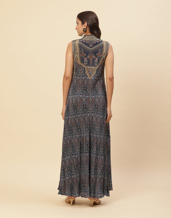 Floral Digital Printed Crepe Gown