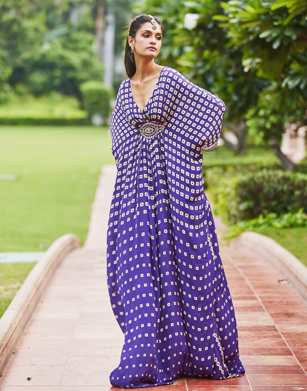 Digital Printed Crepe Kaftan Dress