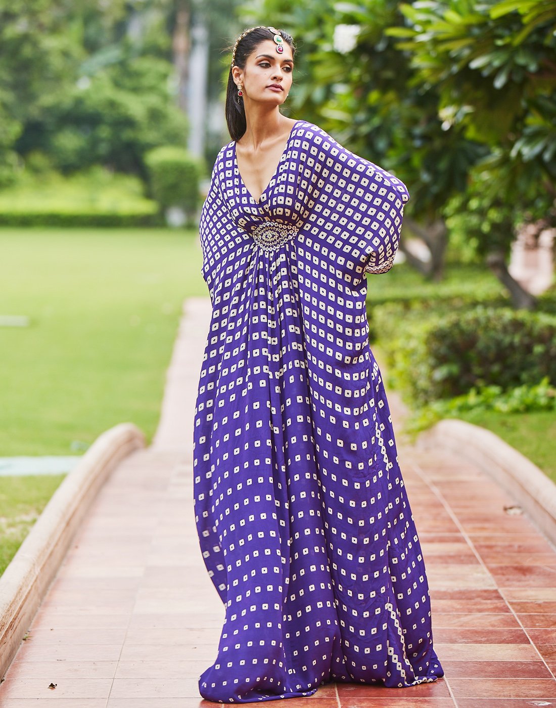 Digital Printed Crepe Kaftan Dress