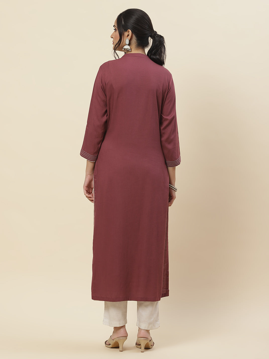 Neck Embroidered Cotton Kurta