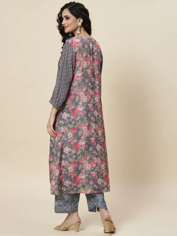 Printed Crepe Kurta With Palazzo
