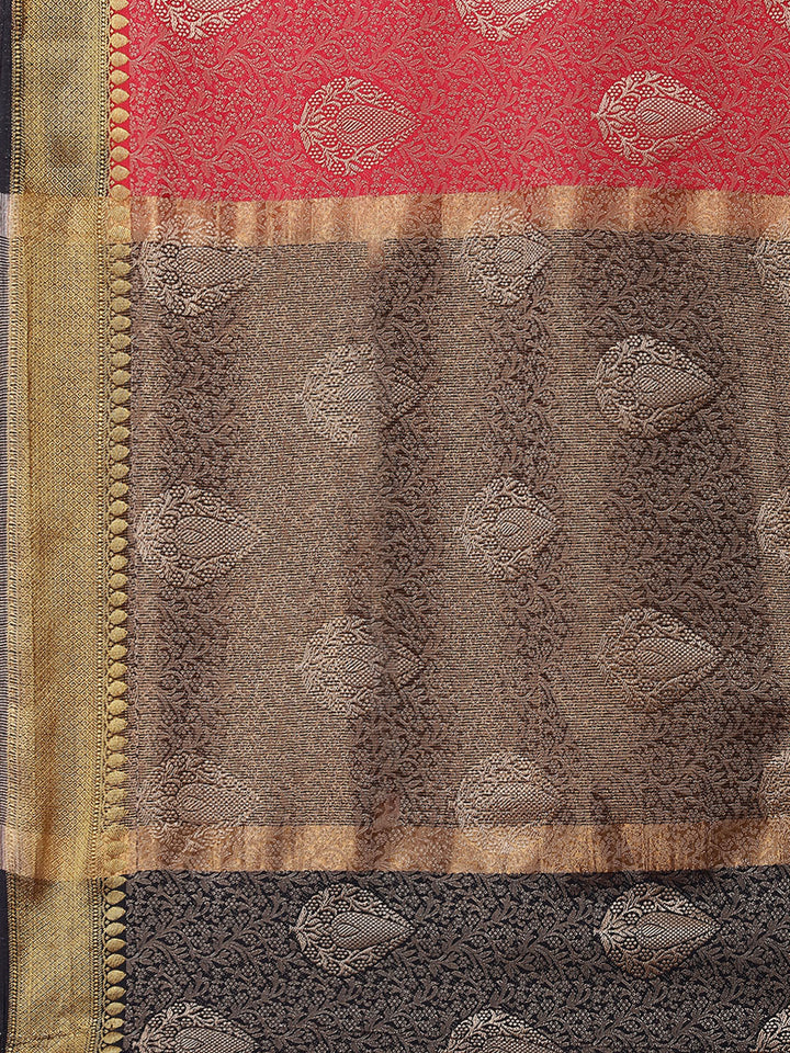 Zari Border Booti Art Handloom Woven Saree