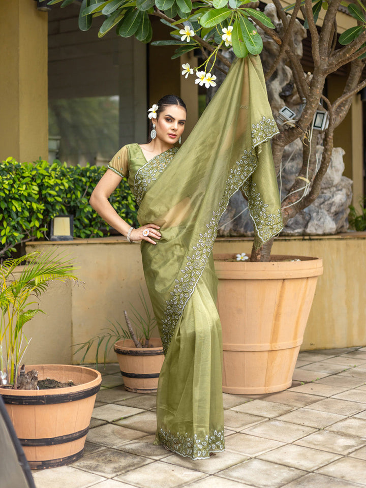 Embroidered Net Saree