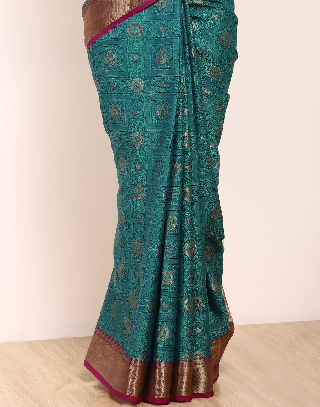 Green Cotton Woven Saree