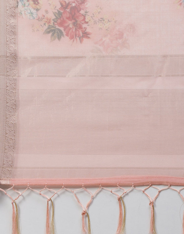 Digital Floral Printed Organza Saree