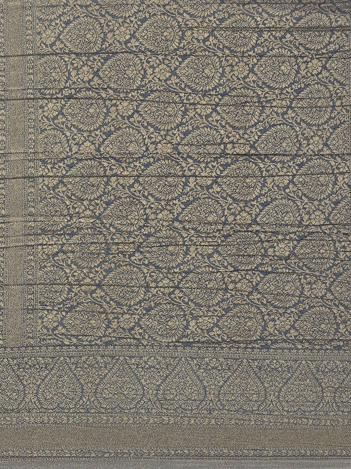 Stripes Zari Jaal Crepe Woven Saree