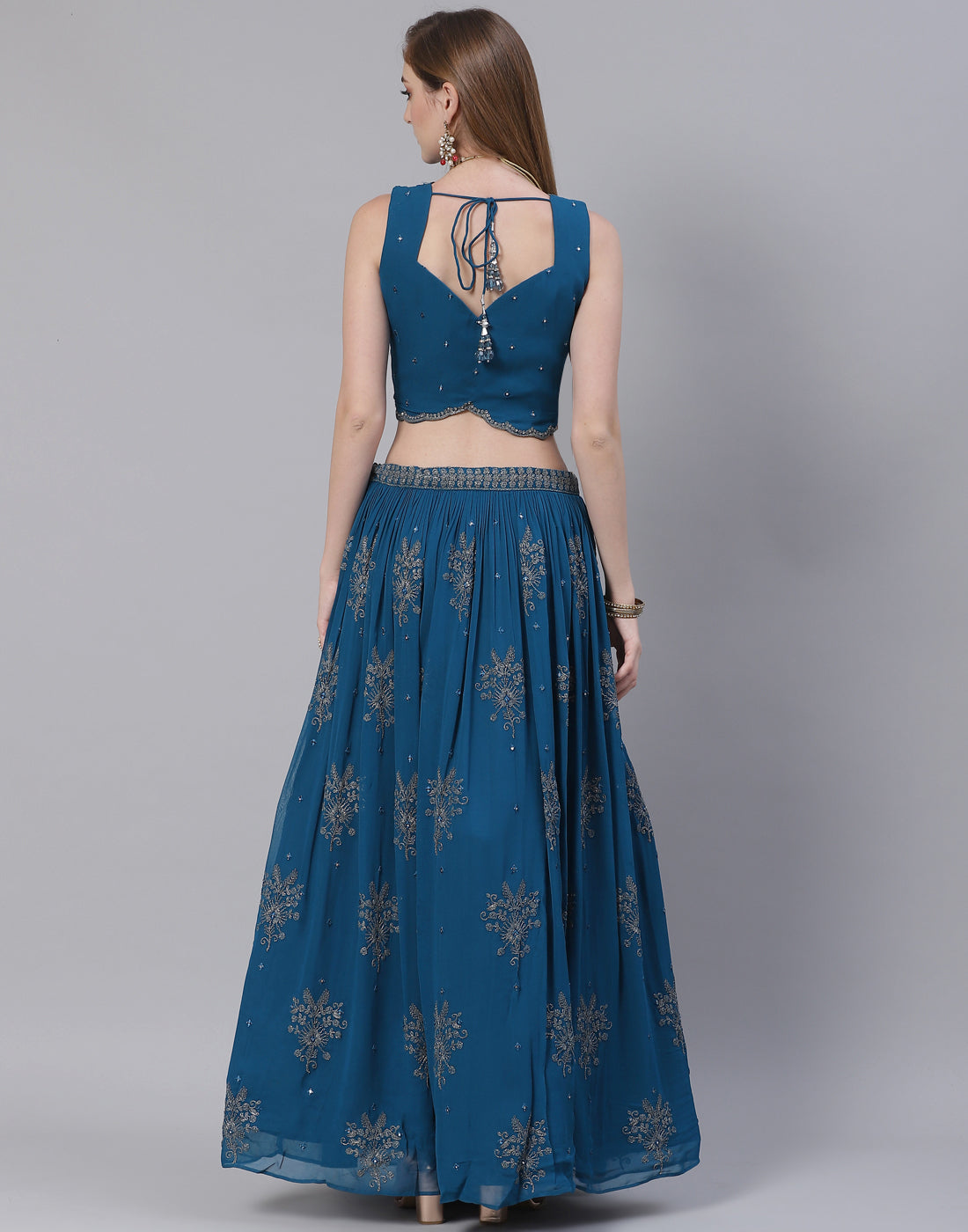 Georgette Lehenga Paired With Matching Crop Top